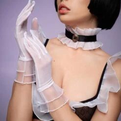 Brigade Mondaine - BAED STORIES <br /><strong> Gants Résille à Volants </strong> -BRIGADE MONDAINE Boutique BAED STORIES BDSM Accessories MESH RUCHE GLOVES 01