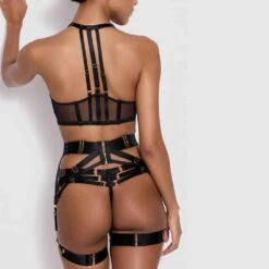 BORDELLE Soutien-gorge Croisé Art Deco - Brigade Mondaine -BRIGADE MONDAINE Boutique BORDELLE ART DECO MULTI STRAP THONG BLACK 01