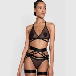 BORDELLE Soutien-gorge Croisé Art Deco - Brigade Mondaine -BRIGADE MONDAINE Boutique BORDELLE ART DECO MULTI STRAP THONG BLACK 02
