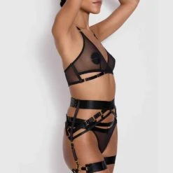 BORDELLE Soutien-gorge Croisé Art Deco - Brigade Mondaine -BRIGADE MONDAINE Boutique BORDELLE ART DECO MULTI STRAP THONG BLACK 03