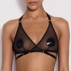 BORDELLE Soutien-gorge Croisé Art Deco - Brigade Mondaine -BRIGADE MONDAINE Boutique BORDELLE Art Deco Mesh Wrap Bra black 01