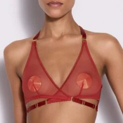 BORDELLE Soutien-gorge Croisé Art Deco - Brigade Mondaine 16 BORDELLE Soutien-gorge Croisé Art Deco - Brigade Mondaine -BRIGADE MONDAINE Boutique BORDELLE Art Deco Mesh Wrap Bra burnt red 02
