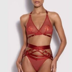 BORDELLE Soutien-gorge Croisé Art Deco - Brigade Mondaine 17 BORDELLE Soutien-gorge Croisé Art Deco - Brigade Mondaine -BRIGADE MONDAINE Boutique BORDELLE Art Deco Mesh Wrap Bra burnt red 04