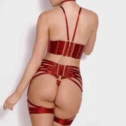 BORDELLE Bondage-Belle Crop Top - Brigade Mondaine -BRIGADE MONDAINE Boutique BORDELLE BONDAGE BELLE CROP TOP BURNT RED 01