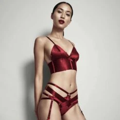 BORDELLE Bondage-Belle Crop Top - Brigade Mondaine -BRIGADE MONDAINE Boutique BORDELLE Bondage Belle Crop Top Red 02