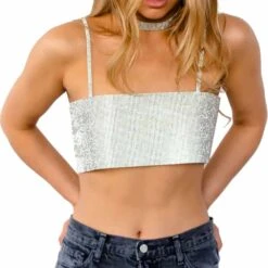 Devant 17 Brigade Mondaine - CRYSTAL EYEZ <br /><strong> Top & Choker Savor Strass Argent</strong>