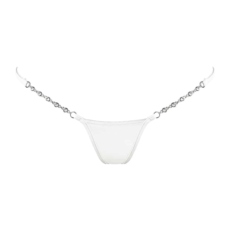 LUCKY CHEEKS Micro V-string Transparent Blanc - Brigade Mondaine 3 LUCKY CHEEKS Micro V-string Transparent Blanc - Brigade Mondaine